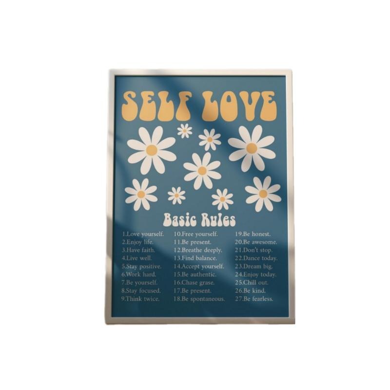 Self Love Motivational Poster, Motivational Quote Art, Retro Quote Print, Retro Motivational Poster, Retro Poster Wall Art, Gifts For Besties Women Bedroom Decor, Poster Prints No Frame, Gifts For Birthday Landscape Ornaments
