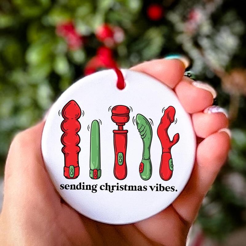 Sending Christmas Vibes Ornament 2024 Funny Christmas Ornament Stocking Stuffer Gift Secret Santa Gift Exchange White Elephant Inappropriate