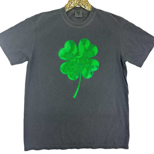 Sequin Shamrock Patch Comfort Colors T-Shirt