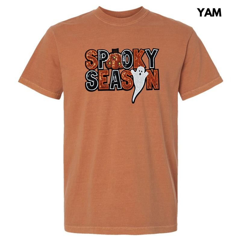 Sequin Spooky Season Patch Comfort Colors T-Shirt