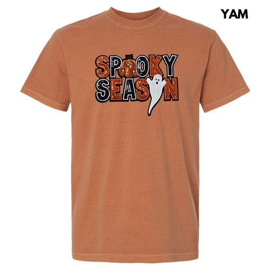 Sequin Spooky Season Patch Comfort Colors T-Shirt