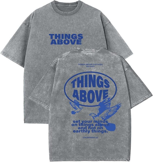 Set Your Minds On Things Above Unisex Washed T-Shirt, Christian Tshirts, Vintage 90s Graphic Tee, Gift Top Womenswear Cotton Mineral Color