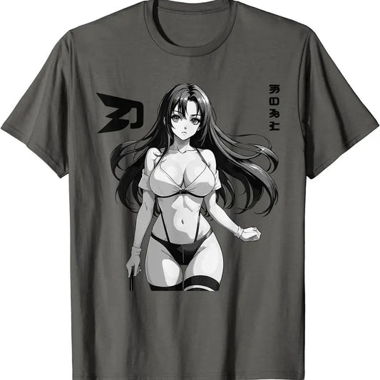 Sexy Waifu Otaku Anime Girl Japanese In Black And White Art TShirt