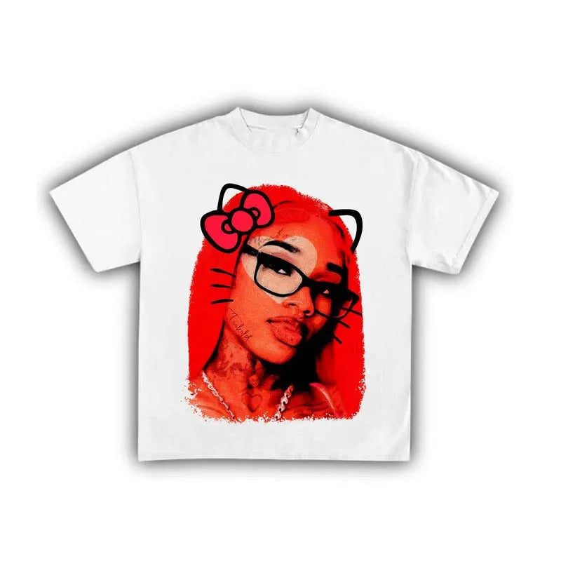 Sexyy Kitty Big Face Kiss  Of Life Shirt Concert Cotton Graphic Tee for Music Fans