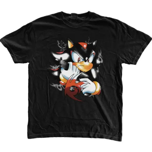 Shadow the Hedgehog Pump T-Shirt, Sonic Adventure Shirt, Unisex Vintage Graphic Tees Gothic Grunge Y2k Emo Scene Amity Affliction Style Clothes Men Women Streetwear