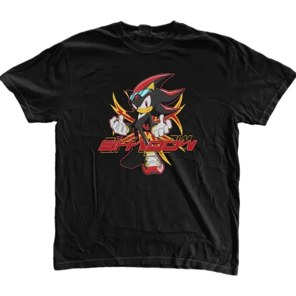 Shadow the Hedgehog Sk8r T-Shirt, Sonic Adventure Shirt, Unisex Vintage Graphic Tees Gothic Grunge Y2k Emo Scene Amity Affliction Style Clothes Men Women Streetwear