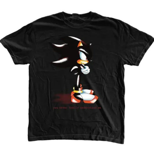 Shadow the Hedgehog Who I Am T-Shirt, Sonic Adventure Shirt, Unisex Vintage Graphic Tees Gothic Grunge Y2k Emo Scene Amity Affliction Style Clothes Men Women Streetwear
