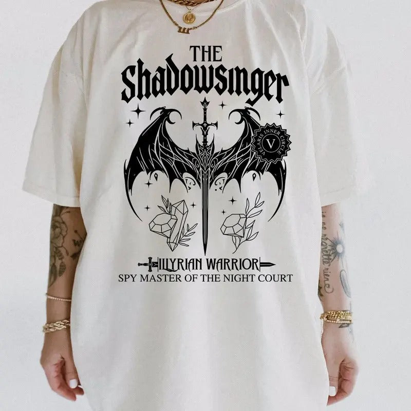 Shadowsinger Night Court Comfort Colors Shirt, ACOTAR Fan T-Shirt, Sarah J Maas Acotar Merch Azriel Cassian Illyrian Bat Boys Velaris Shirt,  Bookish Gift Shortsleeve Cotton Tee