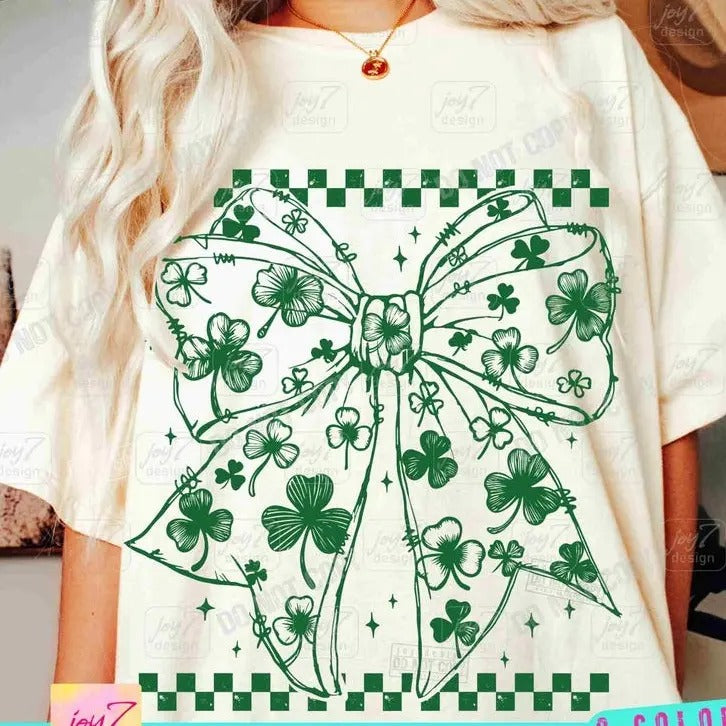 Shamrock Coquette Bow tshirt-sweatshirt-hoodie Coquette St Patricks Clover tshirt-sweatshirt-hoodie, Irish Coquette sweatshirt, Retro St Patricks Day Trendy Patty's Day Retro