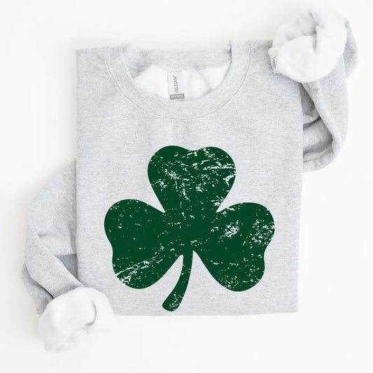 Shamrock, Clover, Lucky, Retro, Lucky, Irish, Lucky Charm, St Patrick's Day Sweatshirt, Crew Neck, Women's, Crewneck