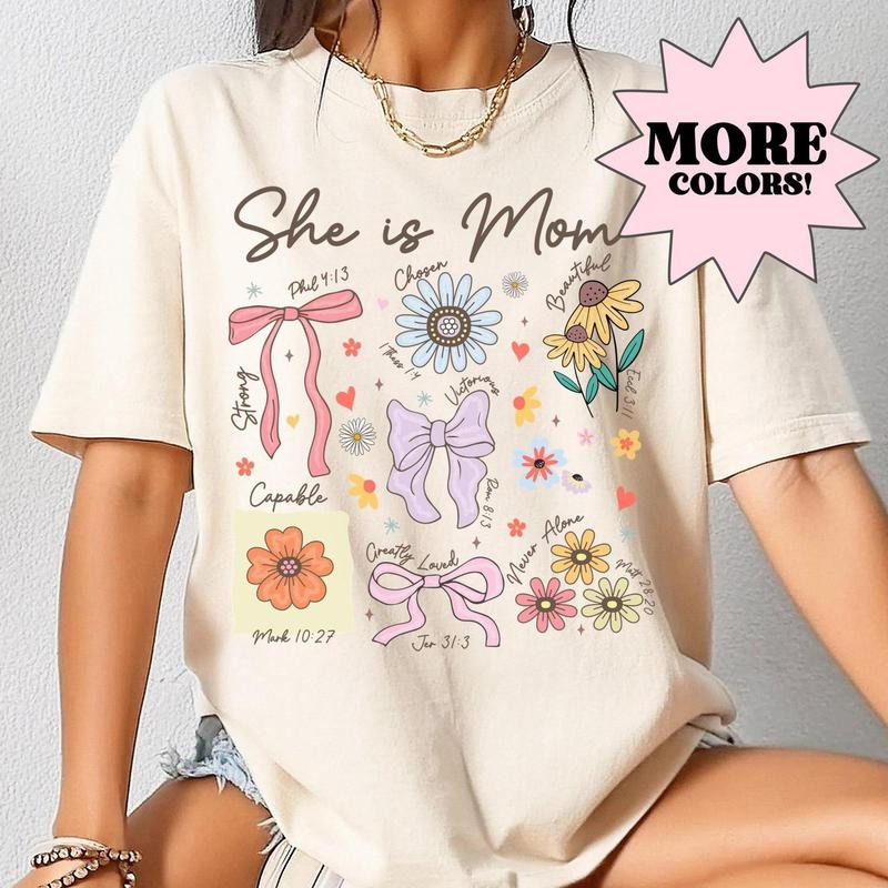 She Is Mom Christian Floral Mom Shirt, Mama Shirt, Mom Birthday Gift, Comfort Colors, Mothers Day Shirt,Gift For Mom,Mothers Day Gift