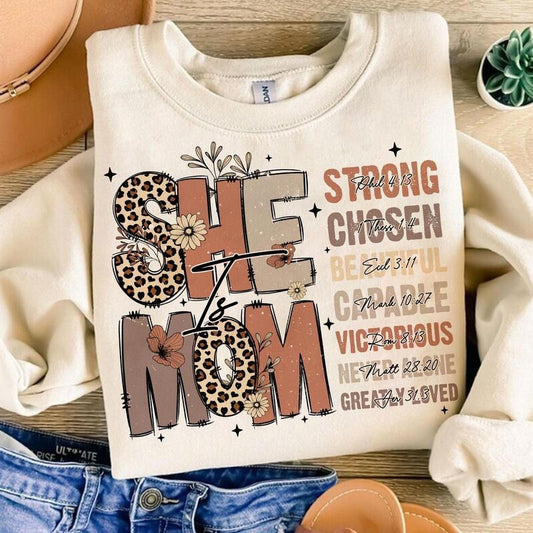 She Is Mom Png Retro Mom Png Christian Png Mom Life Png Floral Mom Png Bible Verses Png She Is Strong Png Mother Day Gift Hand Drawn  T-shirt, sweater and Hoodie