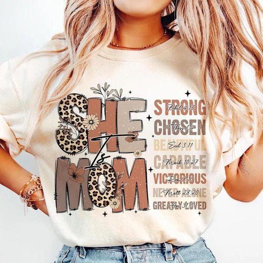 She Is Mom Shirt, Retro Mom Shirt, Christian Shirt, Mom Life Shirt, Easy to Wear, Just Throw It On, Floral Mom Shirt, Bible