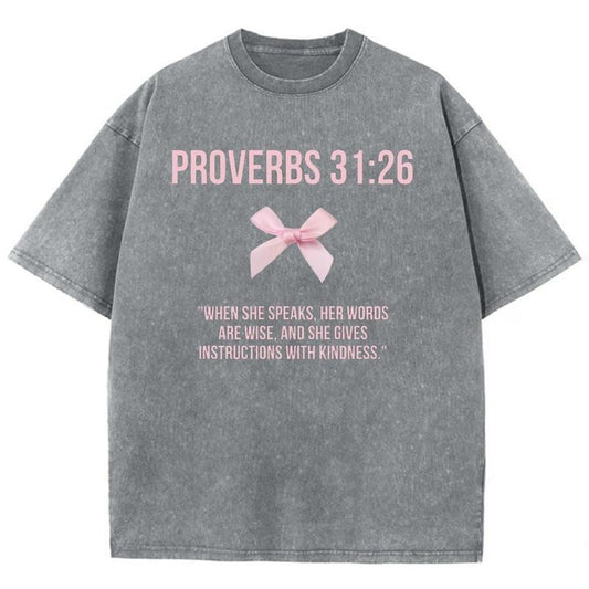 She Speaks With Wisdom Proverbs 31_26 Unisex Washed T-Shirt, Christian Jesus  t shirts, Vintage 90s Graphic Tee Gift