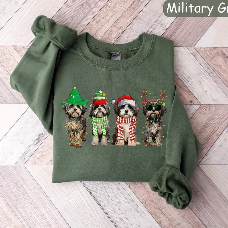 Shih Tzu Christmas Sweatshirt, Dog Lover Gift, Holiday Sweaters, Christmas Shih Tzu Shirt, Christmas Crewneck, Dog Mom Shirt, Xmas Tshirt