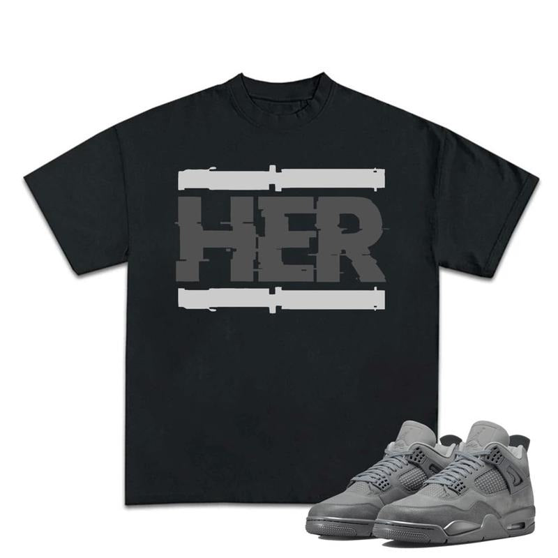 Shirt Big Her Graphic, Cotton, Casual, Shirt To Match Sneaker 4S Retro Wet Cement Menswear T-Shirt Sweatshirt