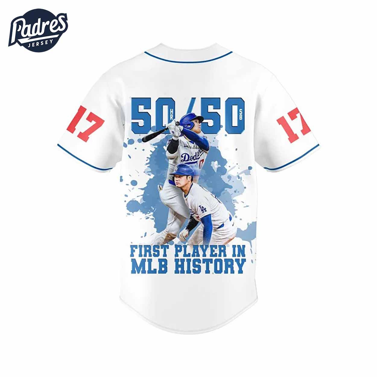 Shohei Ohtani Becomes First 50 50 Player in MLB History Los Angeles Dodgers Baseball Jersey - Padres Jersey Oasis: Elevate Your Baseball Style Game