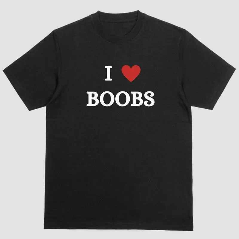 Short sleeve shirt, I LOVE BOOBS, shirt trend 2025