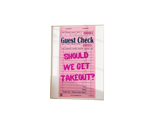 Should We Get Takeout Print Trendy Guest Check Poster, Guest Check Prints, Retro Wall Art, Funny Quotes Print, Girly Decor, Poster Prints No Frame, Home Decoration, Gifts For Birthday