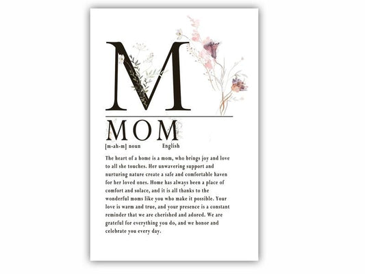 Show Some Love This Mother's Day With This Beautiful Inspiring \Mom\ Definition Word Print Mothers Day, Poster Prints No Frame, Wall Hanging Decor, Vintage Poster Art, Gifts For Birthday Landscape Photo
