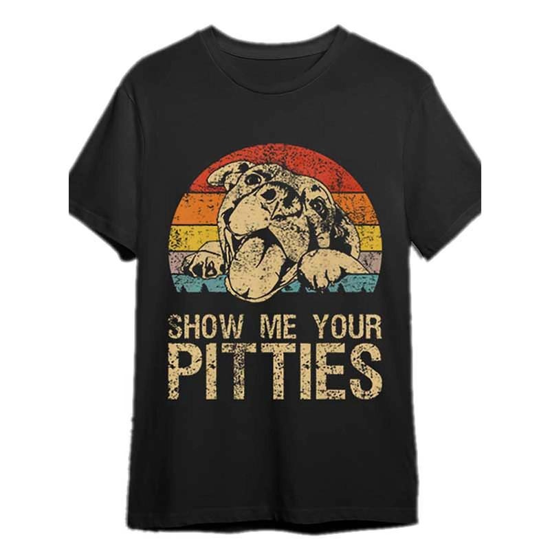 Show your Pete Dog Fun Pit Bull Lover Retro Retro T-shirt 340510 Fun Men Short Sleeve Graphic T-shirt Series Black PR made in usa