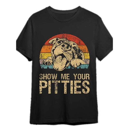 Show your Pete Dog Fun Pit Bull Lover Retro Retro T-shirt 340510 Fun Men Short Sleeve Graphic T-shirt Series Black PR made in usa