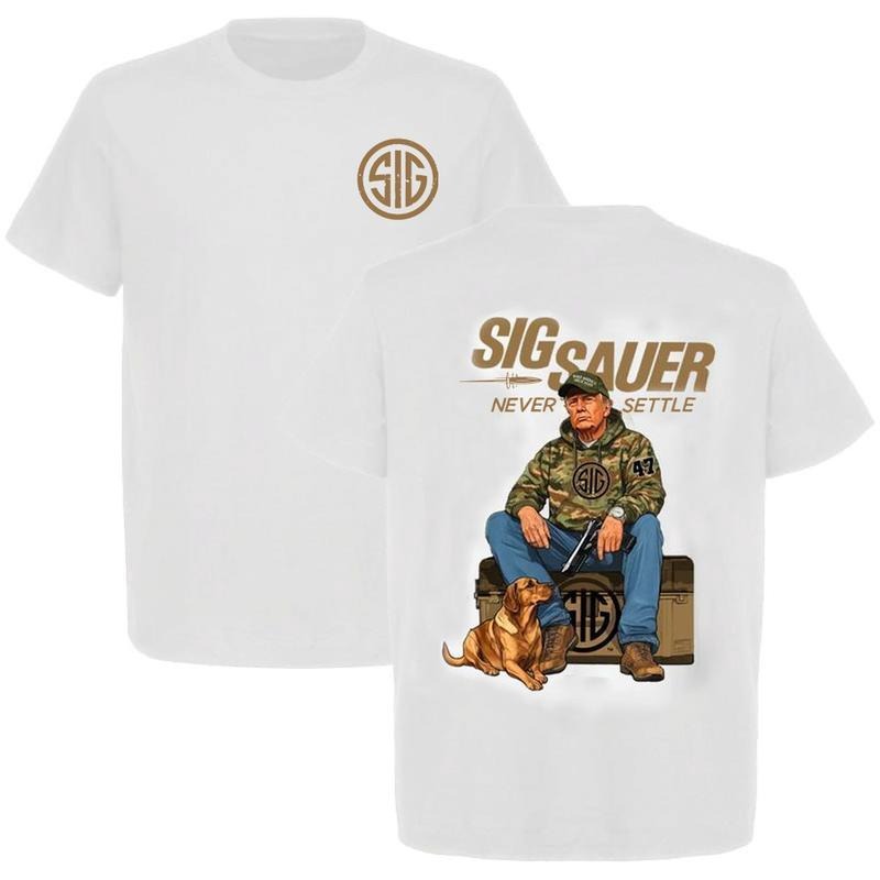 Sig Sauer Trump Hunting 2 Sided T-shirt - Tactical Gear Gun Lover Nature Hunting Enthusiast Outfit Gift For Men And Women Dad Cotton Menswear
