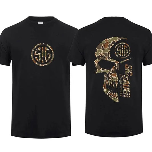 Sig Sauer With Duck Camo 2 Sided T-shirt - Sig Sauer Fan Gift Gun Lover Tactical Gear Nature Hunting Enthusiast Outfit Gift For Men Cotton