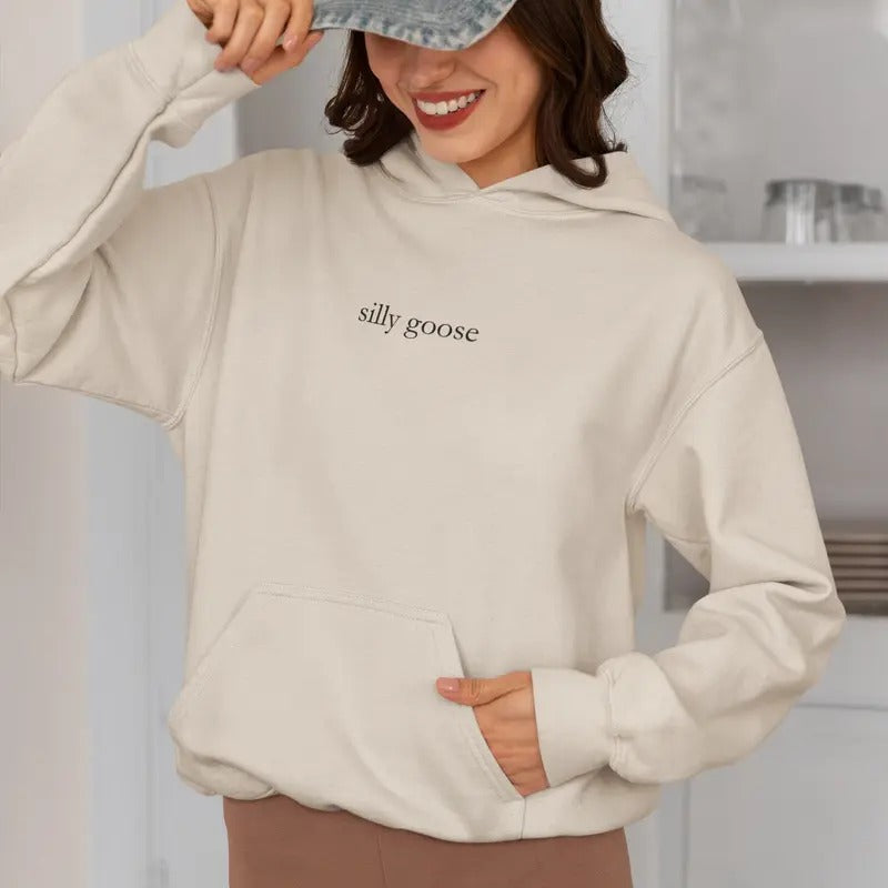Silly Goose Embroidered Hooded Sweatshirt, Goose Sweater, Funny Shirt, Long Sleeve Embroidered Sweatshirt, Gods Silliest Goose Hoodie, Funny Silly Goose University Gift, Goose Shirt, Unisex Hoodie, Regular Fit Streetwear Summer Clothes Womenswear Tops