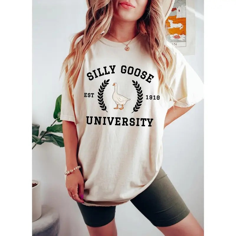 Silly Goose University Sweatshirt, Unisex Silly Goose University Shirt, College Sweater, Funny Sweatshirt, Funny Goose Tshirt, Gag Gift