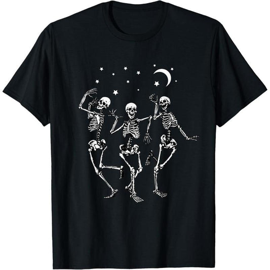 Skeleton Dancing Under The Moon Funny Happy Halloween T-Shirt made in usa