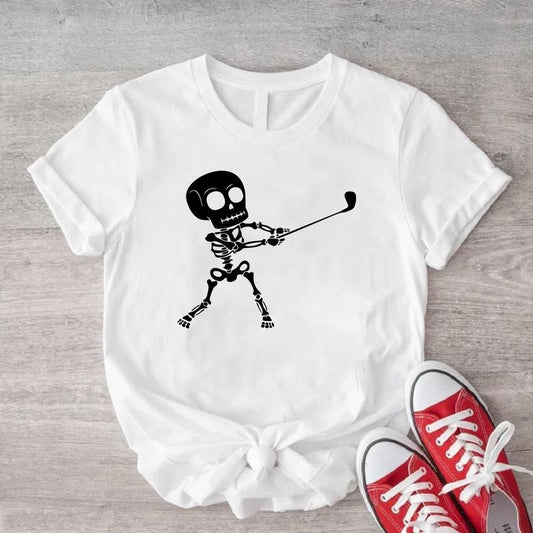 Skeleton Golf Shirt, Golf Lover T-shirt, Skeleton Player Tee, Matching Golf Fan T-shirt, Gift Sport Tee For Dad, Spooky Golfer Shirt.