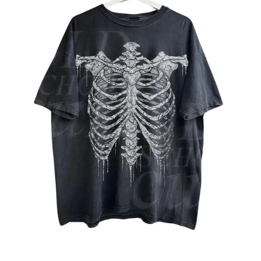 Skeleton Rib Vintage Graphic T-Shirt, Rib Cage Shirt, 90s Dark Art Horror Shirt, Retro Skeleton Gothic Tee, Grunge Shirt, Y2k Skull Tee Menswear Top
