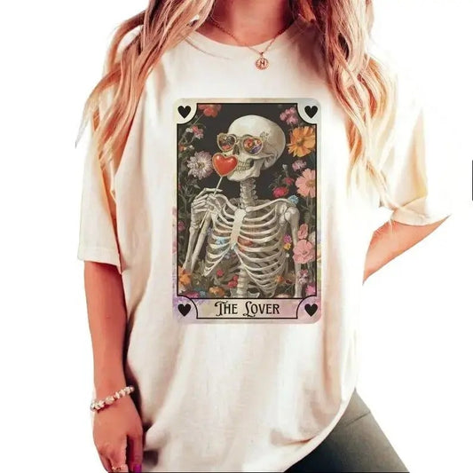 Skeleton Valentines Day Shirt,sweatshirt,hoodie, Unisex Tarot Card Shirt, Gothic Valentines Shirt for Tarot Lover,Retro Valentine Mystical Tee