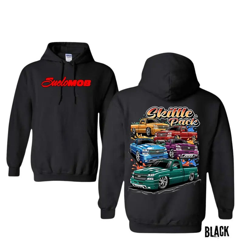 Skittle Pack Car Lover T-Shirt - Crewneck Sweatshirt - Hoodie, Automotive Graphic Hoodie, Car Enthusiast Apparel, Unisex Cotton Casual Top for Men Menswear Tops Classic