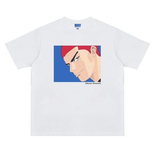 Slam Dunk "Hanamichi Sakuragi" Vintage Oversized Tee Anime T-shirt 100% Cotton Original Design Men's Top Streetwear Casual Menswear Tshirt