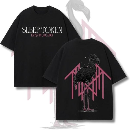 Sleep Token Merch Even In Arcadia Flamingo Logo Vintage Design Tee Two Sides Print T-Shirt, Sweatshirt, Hoodie, Gift For Rock Music Lover
