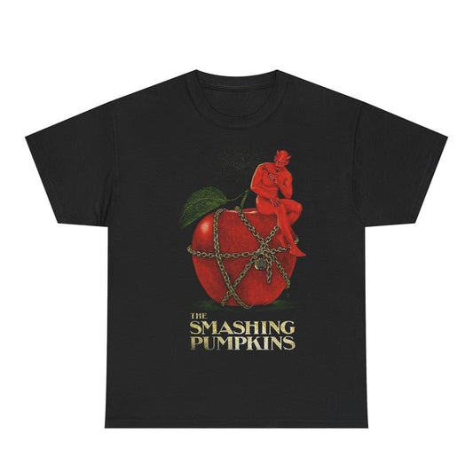 Smashing Pumpkins Devil Apple Tee, Vintage Rock Band Graphic Shirt, Edgy Iconic Artwork, Retro Music Apparel, Unisex Menswear Womenswear Top
