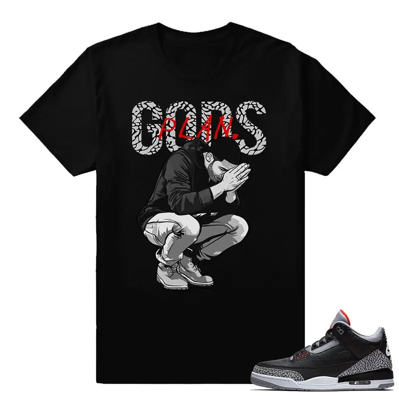 Sneaker  T Shirts Black cement 3 Sneaker Match Tees Gods Plan Black Classic Menswear
