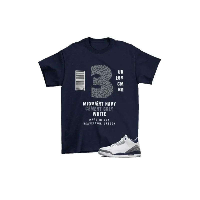 Sneaker Label Shirt to Match Jordan 3 Retro Midnight CT8532-140 Cotton Casual Crew Neck Slim-fitting Plain Floral Striped Black Collar Menswear Halloween Outfit Sheer Short Sleeve Stylish