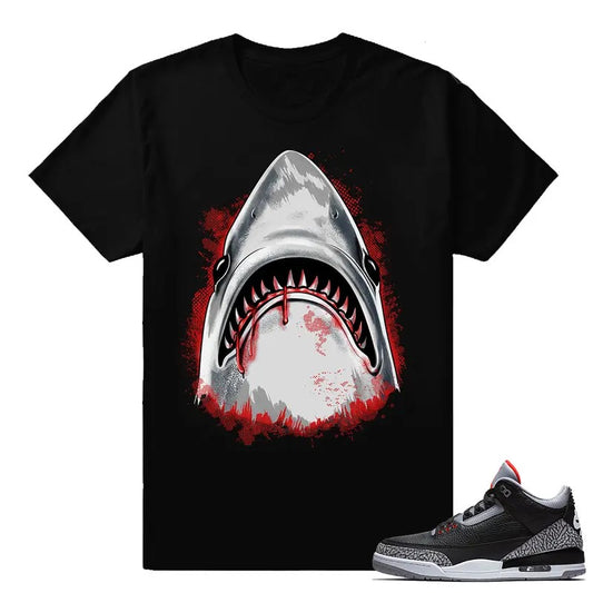 Sneaker T Shirts Jordan 3 Black Cement Sneaker tees Dxpe Shark Collar Fitted