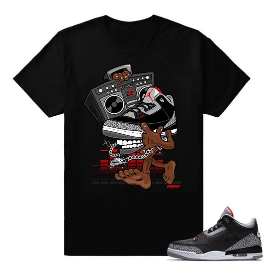 Sneaker T Shirts Jordan 3 Black Cement Sneaker tees OG Sneakerhead Classic Collar