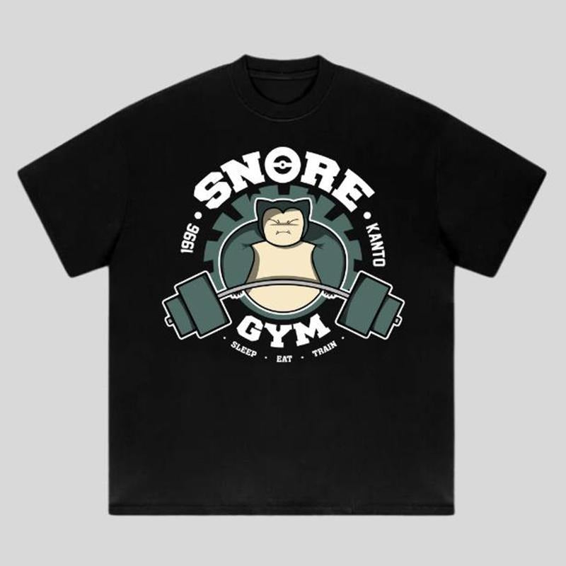 Snore Gym Parody T-Shirt - Sweatshirt - Hoodie, Streetwear, Funny Sleep Eat Train Shirt for Gym Fans and Anime Lovers, Hilarious Workout Top with Lazy Lifting Vibes