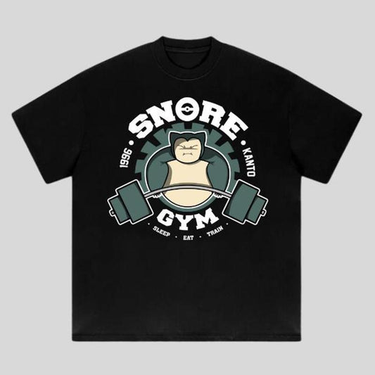 Snore Gym Parody T-Shirt - Sweatshirt - Hoodie, Streetwear, Funny Sleep Eat Train Shirt for Gym Fans and Anime Lovers, Hilarious Workout Top with Lazy Lifting Vibes