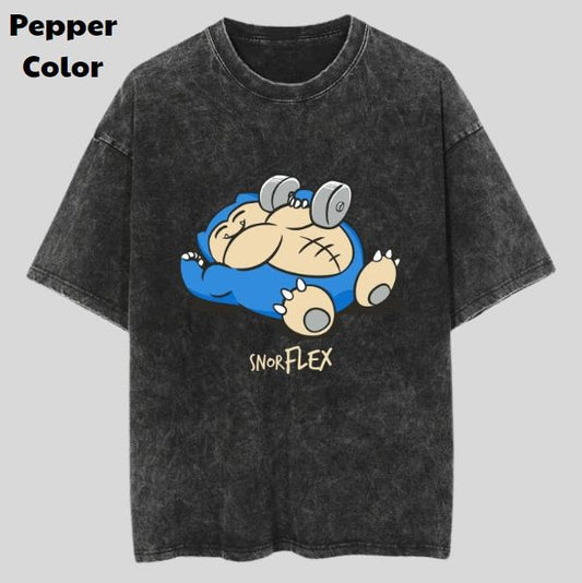 Snorflex Vintage Graphic Tees, Snorlax T-Shirt, Pokemon Anime Shirt, Unisex Gym T-Shirt, Gift For Men Women, Menswear Womenswear Streetwear