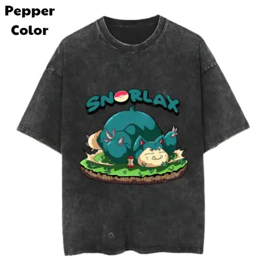 Snorlax Print Vintage Tee, Snorlax T-Shirt, Pokemon Graphic Tees, Pokemon Shirt, Unisex Anime Shirt, Menswear Womenswear Streetwearstyle{n002}3