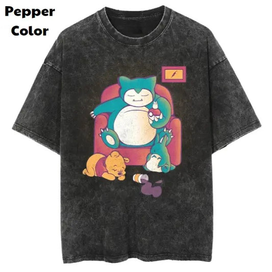 Snorlax Relax Vintage Tee, Snorlax T-Shirt, Pokemon Graphic Tees, Pokemon Shirt, Unisex Anime Shirt, Menswear Womenswear Streetwear