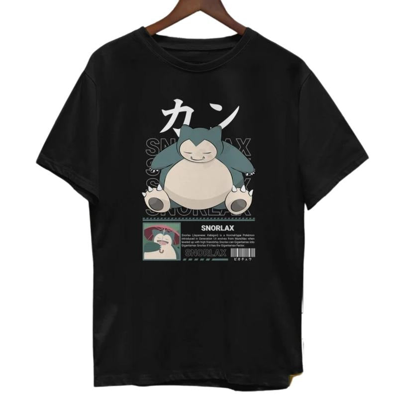 Snorlax T-Shirt, Sleepy Snorlax Funny Shirt, Kaiju Themed Shirts, Snorlax Shirt,Anime Manga Shirt Gift, Gift For Fan, Gift For Him, Gift For Her, Tshirt Top Menswear Underwear Streetwear Tropical Crewneck Shortsleeve Round Neck Operator Casual