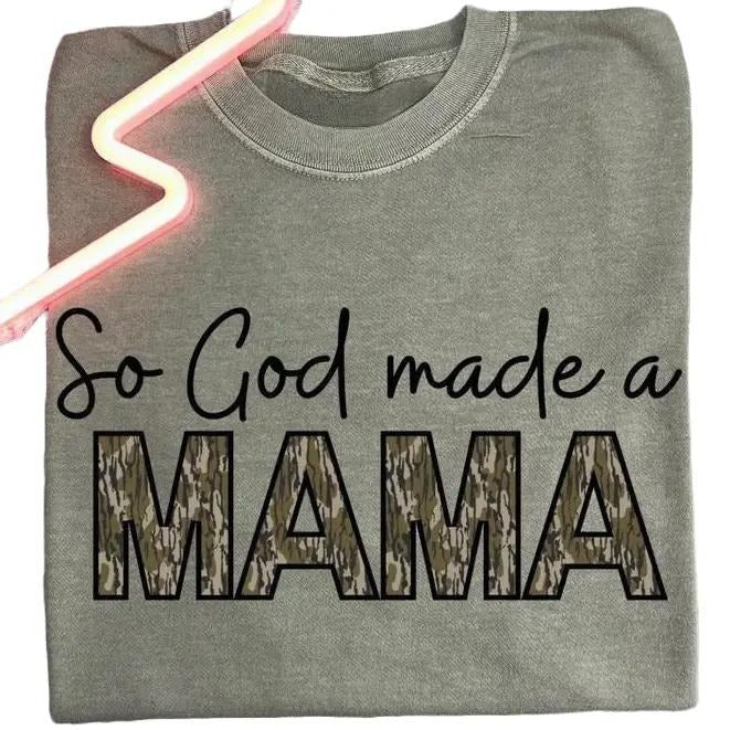 So God Make A Mama Camo Pattern Unisex Crewneck Sweater, Camoflage Mama Shirt Full Sizes, Full Colors Classic Tops