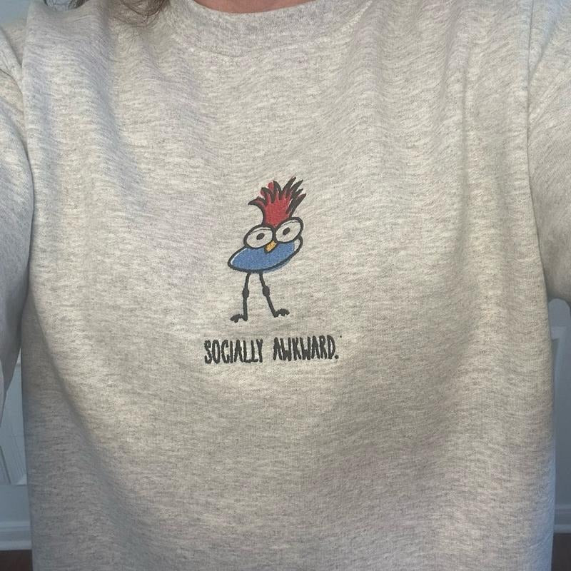 Socially Awkward Embroidered Crewneck Sweatshirt Comfort